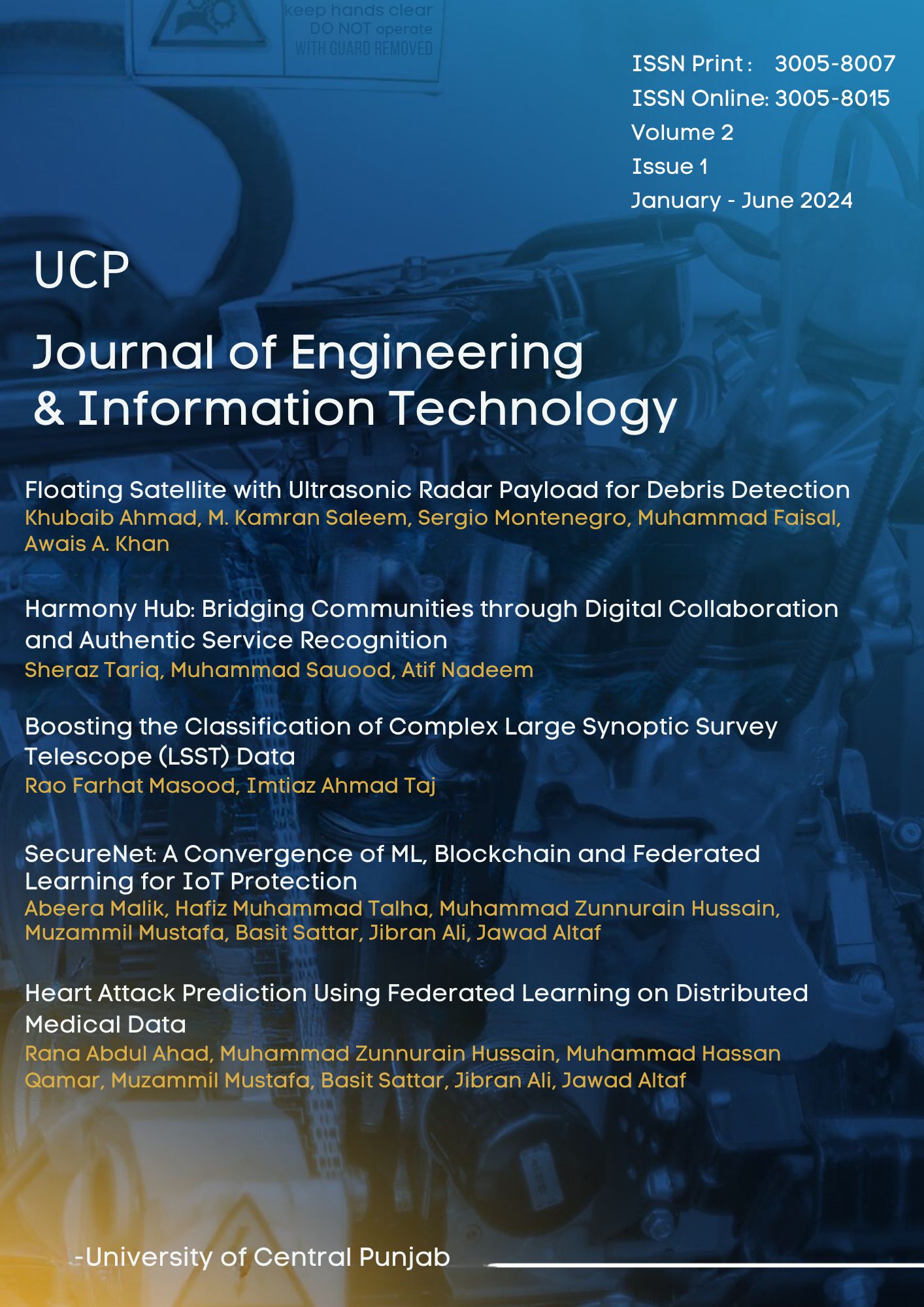 					View Vol. 2 No. 1 (2024): UCP Journal of Engineering & Information Technology
				